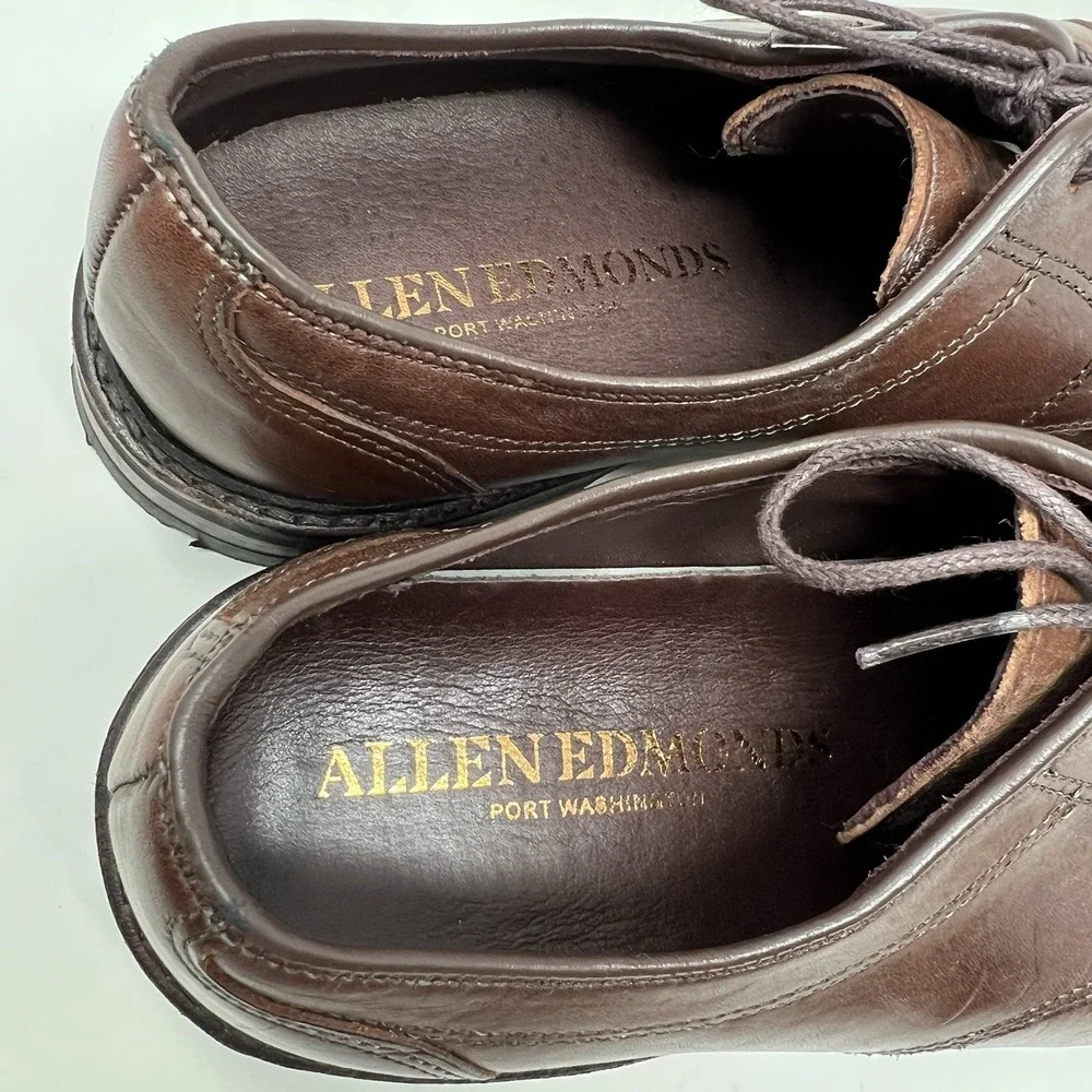 Allen Edmonds Ace Cap Toe Derby Men's Size 8 D Tobacco Brown Leather Dress Shoes